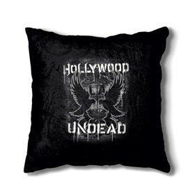 Подушка 3D с принтом Hollywood Undead в Екатеринбурге, наволочка – 100% полиэстер, наполнитель – холлофайбер (легкий наполнитель, не вызывает аллергию). | состоит из подушки и наволочки. Наволочка на молнии, легко снимается для стирки | хип хоп