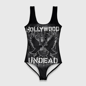Купальник-боди 3D с принтом Hollywood Undead в Екатеринбурге, 82% полиэстер, 18% эластан | Круглая горловина, круглый вырез на спине | хип хоп