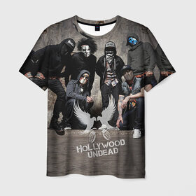 Мужская футболка 3D с принтом Hollywood Undead в Екатеринбурге, 100% полиэфир | прямой крой, круглый вырез горловины, длина до линии бедер | хип хоп