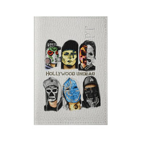 Обложка для паспорта матовая кожа с принтом Hollywood Undead в Екатеринбурге, натуральная матовая кожа | размер 19,3 х 13,7 см; прозрачные пластиковые крепления | Тематика изображения на принте: хип хоп