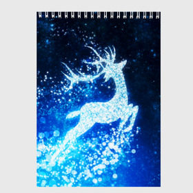 Скетчбук с принтом Новогодний олень в Екатеринбурге, 100% бумага
 | 48 листов, плотность листов — 100 г/м2, плотность картонной обложки — 250 г/м2. Листы скреплены сверху удобной пружинной спиралью | Тематика изображения на принте: christmas | deer | год | рождество
