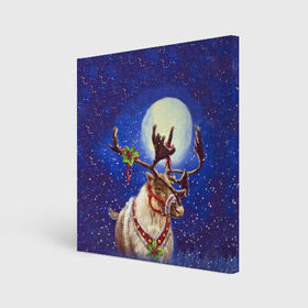 Холст квадратный с принтом Christmas deer в Екатеринбурге, 100% ПВХ |  | 2016 | christmas | deer | год | новогодний | новый | олень | рождественский | с новым годом