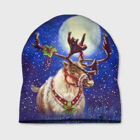 Шапка 3D с принтом Christmas deer в Екатеринбурге, 100% полиэстер | универсальный размер, печать по всей поверхности изделия | Тематика изображения на принте: 2016 | christmas | deer | год | новогодний | новый | олень | рождественский | с новым годом