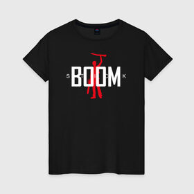 Женская футболка хлопок с принтом Boom Stick в Екатеринбурге, 100% хлопок | прямой крой, круглый вырез горловины, длина до линии бедер, слегка спущенное плечо | 