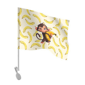 Флаг для автомобиля с принтом Обезьяна с бананом в Екатеринбурге, 100% полиэстер | Размер: 30*21 см | мартышка | обезьяна