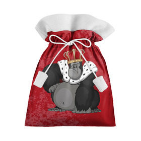 Подарочный 3D мешок с принтом Обезьяна король в Екатеринбурге, 100% полиэстер | Размер: 29*39 см | 2016 | год | король | корона | мартышка | новый | обезьяна | с новым год