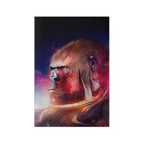 Обложка для паспорта матовая кожа с принтом Обезьяна в космосе в Екатеринбурге, натуральная матовая кожа | размер 19,3 х 13,7 см; прозрачные пластиковые крепления | 2016 | год | космос | мартышка | новый | обезьяна | с новым год