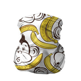 Бандана-труба 3D с принтом Обезьянки и бананы в Екатеринбурге, 100% полиэстер, ткань с особыми свойствами — Activecool | плотность 150‒180 г/м2; хорошо тянется, но сохраняет форму | банан