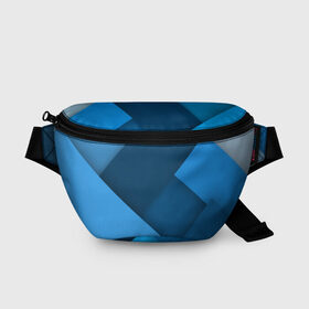 Поясная сумка 3D с принтом Абстракт в Екатеринбурге, 100% полиэстер | плотная ткань, ремень с регулируемой длиной, внутри несколько карманов для мелочей, основное отделение и карман с обратной стороны сумки застегиваются на молнию | геометрия | синий