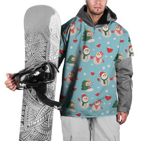 Накидка на куртку 3D с принтом Влюбленный снеговики в Екатеринбурге, 100% полиэстер |  | год | новогодний | новый | с новым годом | снеговик