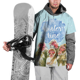 Накидка на куртку 3D с принтом Зимняя пора в Екатеринбурге, 100% полиэстер |  | winter | год | зима | мартышка | новогодний | новый | обезьяна | обезьянка | подарок | с новым годом | снег