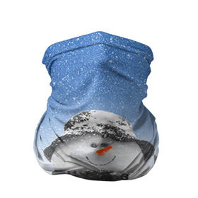 Бандана-труба 3D с принтом Снеговик в Екатеринбурге, 100% полиэстер, ткань с особыми свойствами — Activecool | плотность 150‒180 г/м2; хорошо тянется, но сохраняет форму | 2016 | winter | год | зима | мартышка | новогодний | новый | обезьяна | обезьянка | подарок | с новым годом | снег | снеговик