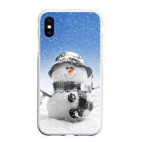 Чехол для iPhone XS Max матовый с принтом Снеговик в Екатеринбурге, Силикон | Область печати: задняя сторона чехла, без боковых панелей | 2016 | winter | год | зима | мартышка | новогодний | новый | обезьяна | обезьянка | подарок | с новым годом | снег | снеговик