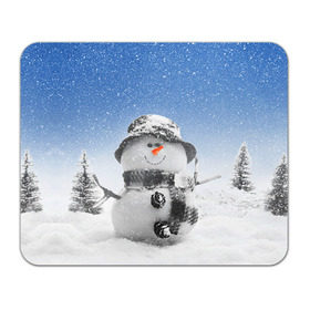Коврик прямоугольный с принтом Снеговик в Екатеринбурге, натуральный каучук | размер 230 х 185 мм; запечатка лицевой стороны | 2016 | winter | год | зима | мартышка | новогодний | новый | обезьяна | обезьянка | подарок | с новым годом | снег | снеговик