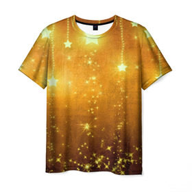 Мужская футболка 3D с принтом Новогоднее настроение в Екатеринбурге, 100% полиэфир | прямой крой, круглый вырез горловины, длина до линии бедер | звёзды | сияние