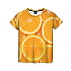 Женская футболка 3D с принтом Апельсинчик в Екатеринбурге, 100% полиэфир ( синтетическое хлопкоподобное полотно) | прямой крой, круглый вырез горловины, длина до линии бедер | orange | апельсин | фрукты