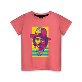 Детская футболка хлопок с принтом Джонни Депп в Екатеринбурге, 100% хлопок | круглый вырез горловины, полуприлегающий силуэт, длина до линии бедер | depp | johnny | актер | депп | джонни | кино