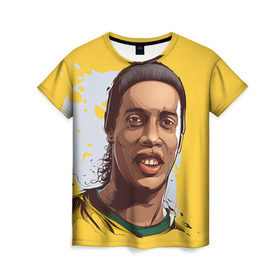 Женская футболка 3D с принтом Ronaldinho в Екатеринбурге, 100% полиэфир ( синтетическое хлопкоподобное полотно) | прямой крой, круглый вырез горловины, длина до линии бедер | Тематика изображения на принте: football | ronaldinho | роналдиньо | футбол | футболист