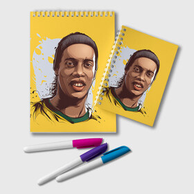 Блокнот с принтом Ronaldinho в Екатеринбурге, 100% бумага | 48 листов, плотность листов — 60 г/м2, плотность картонной обложки — 250 г/м2. Листы скреплены удобной пружинной спиралью. Цвет линий — светло-серый
 | Тематика изображения на принте: football | ronaldinho | роналдиньо | футбол | футболист