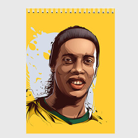Скетчбук с принтом Ronaldinho в Екатеринбурге, 100% бумага
 | 48 листов, плотность листов — 100 г/м2, плотность картонной обложки — 250 г/м2. Листы скреплены сверху удобной пружинной спиралью | Тематика изображения на принте: football | ronaldinho | роналдиньо | футбол | футболист