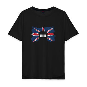 Мужская футболка хлопок Oversize с принтом Tardis Britain в Екатеринбурге, 100% хлопок | свободный крой, круглый ворот, “спинка” длиннее передней части | doctor who | британия | доктор кто | тардис