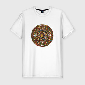 Мужская футболка премиум с принтом Maya в Екатеринбурге, 92% хлопок, 8% лайкра | приталенный силуэт, круглый вырез ворота, длина до линии бедра, короткий рукав | календарь | майя | орнамент | узор