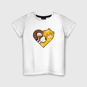 Детская футболка хлопок с принтом Проявление доброты в Екатеринбурге, 100% хлопок | круглый вырез горловины, полуприлегающий силуэт, длина до линии бедер | кошечка | проявление добротысобачка