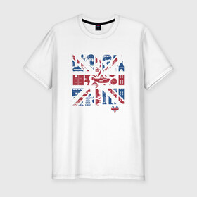 Мужская футболка премиум с принтом Британия в сердце в Екатеринбурге, 92% хлопок, 8% лайкра | приталенный силуэт, круглый вырез ворота, длина до линии бедра, короткий рукав | britain | бин | доктор кто | королева | тардис