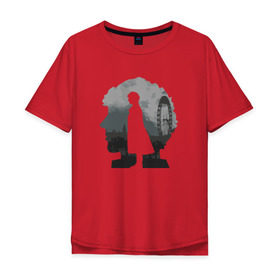 Мужская футболка хлопок Oversize с принтом Sherlock World в Екатеринбурге, 100% хлопок | свободный крой, круглый ворот, “спинка” длиннее передней части | англия | британия | детектив | холмс | шерлок