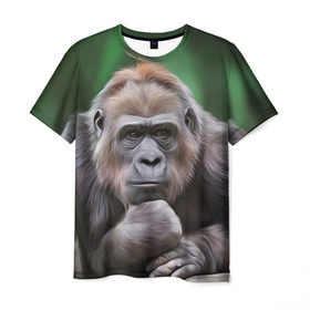 Мужская футболка 3D с принтом Обезьяна в Екатеринбурге, 100% полиэфир | прямой крой, круглый вырез горловины, длина до линии бедер | 2016 | мартышка | обезьяна | с новым годом | символ нг