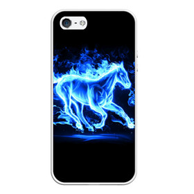 Чехол для iPhone 5/5S матовый с принтом Ледяной конь в Екатеринбурге, Силикон | Область печати: задняя сторона чехла, без боковых панелей | арт | лёд | лошадь | огонь | пламя