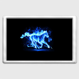 Магнит 45*70 с принтом Ледяной конь в Екатеринбурге, Пластик | Размер: 78*52 мм; Размер печати: 70*45 | арт | лёд | лошадь | огонь | пламя