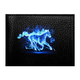 Обложка для студенческого билета с принтом Ледяной конь в Екатеринбурге, натуральная кожа | Размер: 11*8 см; Печать на всей внешней стороне | Тематика изображения на принте: арт | лёд | лошадь | огонь | пламя