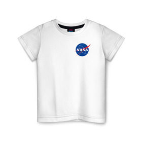 Детская футболка хлопок с принтом NASA в Екатеринбурге, 100% хлопок | круглый вырез горловины, полуприлегающий силуэт, длина до линии бедер | астронавты | космос | наса