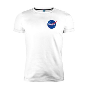 Мужская футболка премиум с принтом NASA в Екатеринбурге, 92% хлопок, 8% лайкра | приталенный силуэт, круглый вырез ворота, длина до линии бедра, короткий рукав | астронавты | космос | наса