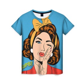 Женская футболка 3D с принтом POP ART в Екатеринбурге, 100% полиэфир ( синтетическое хлопкоподобное полотно) | прямой крой, круглый вырез горловины, длина до линии бедер | omg | oops | pop art | арт | поп | ретро | уорхол | энди