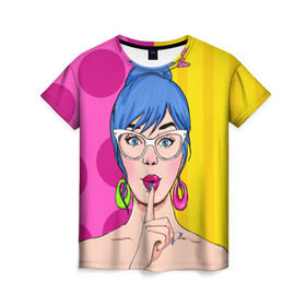 Женская футболка 3D с принтом POP ART в Екатеринбурге, 100% полиэфир ( синтетическое хлопкоподобное полотно) | прямой крой, круглый вырез горловины, длина до линии бедер | omg | pop art | арт | поп | ретро | уорхол | энди