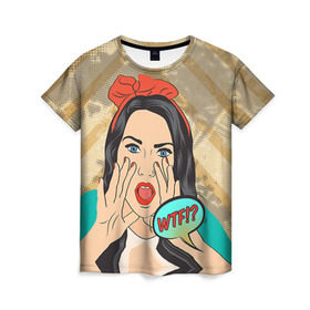 Женская футболка 3D с принтом POP ART в Екатеринбурге, 100% полиэфир ( синтетическое хлопкоподобное полотно) | прямой крой, круглый вырез горловины, длина до линии бедер | omg | pop art | wtf | арт | поп | ретро | уорхол | энди