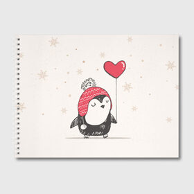 Альбом для рисования с принтом Пингвин с шариком в Екатеринбурге, 100% бумага
 | матовая бумага, плотность 200 мг. | Тематика изображения на принте: пингвин