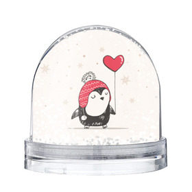 Снежный шар с принтом Пингвин с шариком в Екатеринбурге, Пластик | Изображение внутри шара печатается на глянцевой фотобумаге с двух сторон | Тематика изображения на принте: пингвин