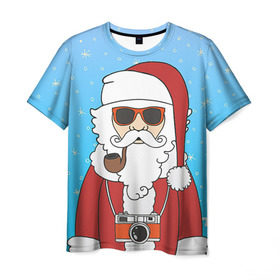 Мужская футболка 3D с принтом Дед мороз в Екатеринбурге, 100% полиэфир | прямой крой, круглый вырез горловины, длина до линии бедер | 2016 | christmas | hipster | new year | дед мороз | животные | нг | новый год | рождество | с новым годом | санта | хипстер