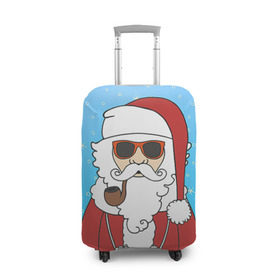 Чехол для чемодана 3D с принтом Дед мороз в Екатеринбурге, 86% полиэфир, 14% спандекс | двустороннее нанесение принта, прорези для ручек и колес | 2016 | christmas | hipster | new year | дед мороз | животные | нг | новый год | рождество | с новым годом | санта | хипстер