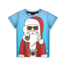 Детская футболка 3D с принтом Дед мороз в Екатеринбурге, 100% гипоаллергенный полиэфир | прямой крой, круглый вырез горловины, длина до линии бедер, чуть спущенное плечо, ткань немного тянется | 2016 | christmas | hipster | new year | дед мороз | животные | нг | новый год | рождество | с новым годом | санта | хипстер