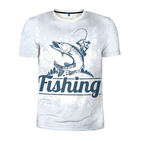 Мужская футболка 3D спортивная с принтом Рыбалка в Екатеринбурге, 100% полиэстер с улучшенными характеристиками | приталенный силуэт, круглая горловина, широкие плечи, сужается к линии бедра | fishing | рыба | рыбак | рыбалка | туризм