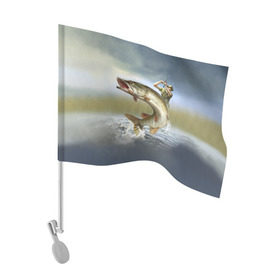 Флаг для автомобиля с принтом Щука в Екатеринбурге, 100% полиэстер | Размер: 30*21 см | fishing | рыба | рыбак | рыбалка | туризм | щука