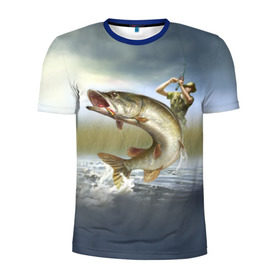 Мужская футболка 3D спортивная с принтом Щука в Екатеринбурге, 100% полиэстер с улучшенными характеристиками | приталенный силуэт, круглая горловина, широкие плечи, сужается к линии бедра | fishing | рыба | рыбак | рыбалка | туризм | щука
