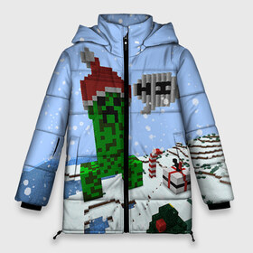 Женская зимняя куртка 3D с принтом Minecraft в Екатеринбурге, верх — 100% полиэстер; подкладка — 100% полиэстер; утеплитель — 100% полиэстер | длина ниже бедра, силуэт Оверсайз. Есть воротник-стойка, отстегивающийся капюшон и ветрозащитная планка. 

Боковые карманы с листочкой на кнопках и внутренний карман на молнии | creeper | крипер | майнкрафт | новогодний
