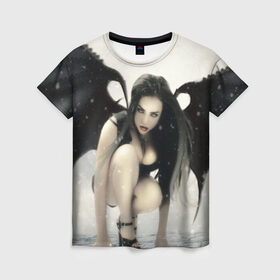 Женская футболка 3D с принтом Fantasy Girl в Екатеринбурге, 100% полиэфир ( синтетическое хлопкоподобное полотно) | прямой крой, круглый вырез горловины, длина до линии бедер | ангел | арт | девушка | демон | фэнтэзи