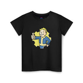 Детская футболка хлопок с принтом Vault Boy в Екатеринбурге, 100% хлопок | круглый вырез горловины, полуприлегающий силуэт, длина до линии бедер | boy | fallout | pip | vault | vault boyубежище | фаллаут