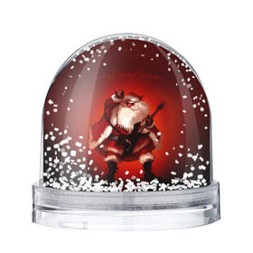 Снежный шар с принтом Дед Мороз рокер в Екатеринбурге, Пластик | Изображение внутри шара печатается на глянцевой фотобумаге с двух сторон | heavy metal | rock | santa claus | дед мороз | рок | с новым годом | санта | санта клаус